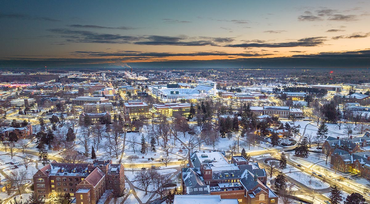 Aerial view of MSU campus